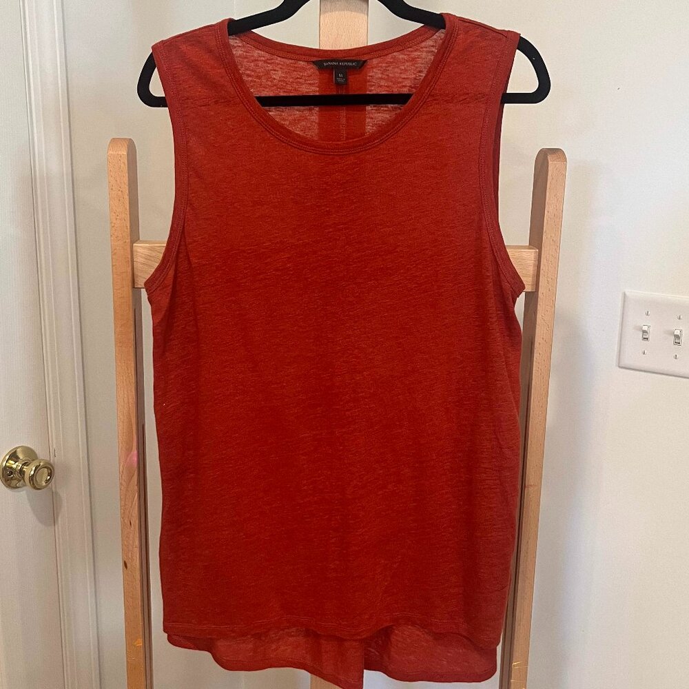 Banana Republic Linen Blend Tunic Medium Burnt Orange EUC